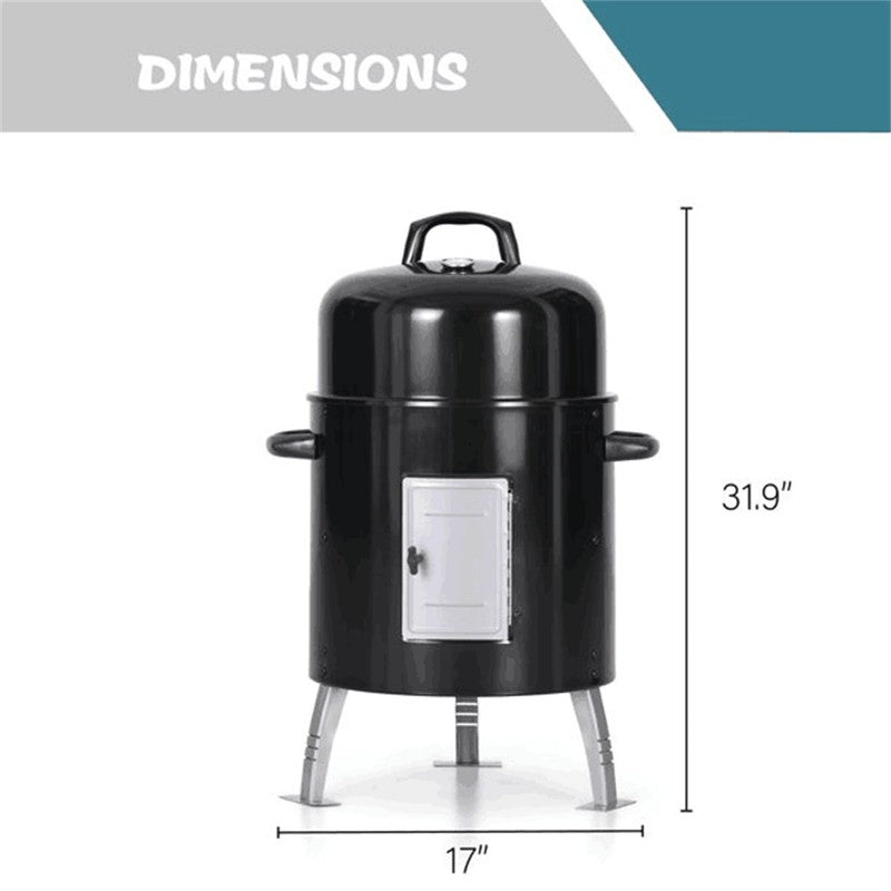 17 Inch Vertical Charcoal Smoker Grills 2 in 1 BBQ Grill & Smoker, Black2