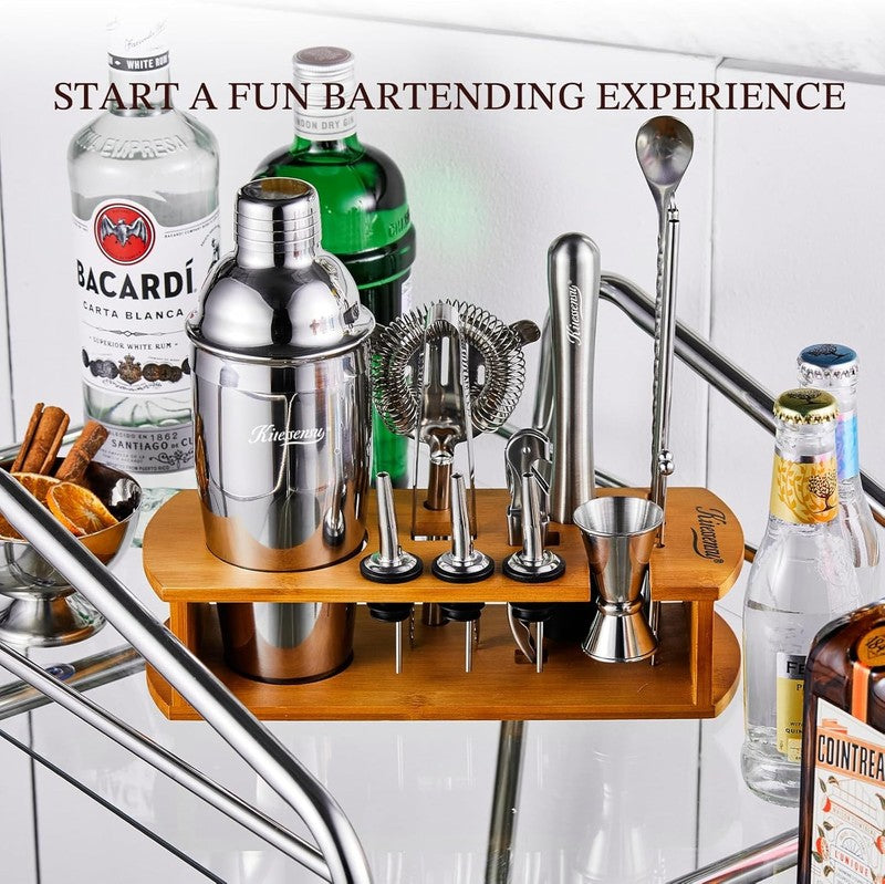 Cocktail Shaker Set Bartender Kit with Stand | Bar Set Drink Mixer Set with All 1