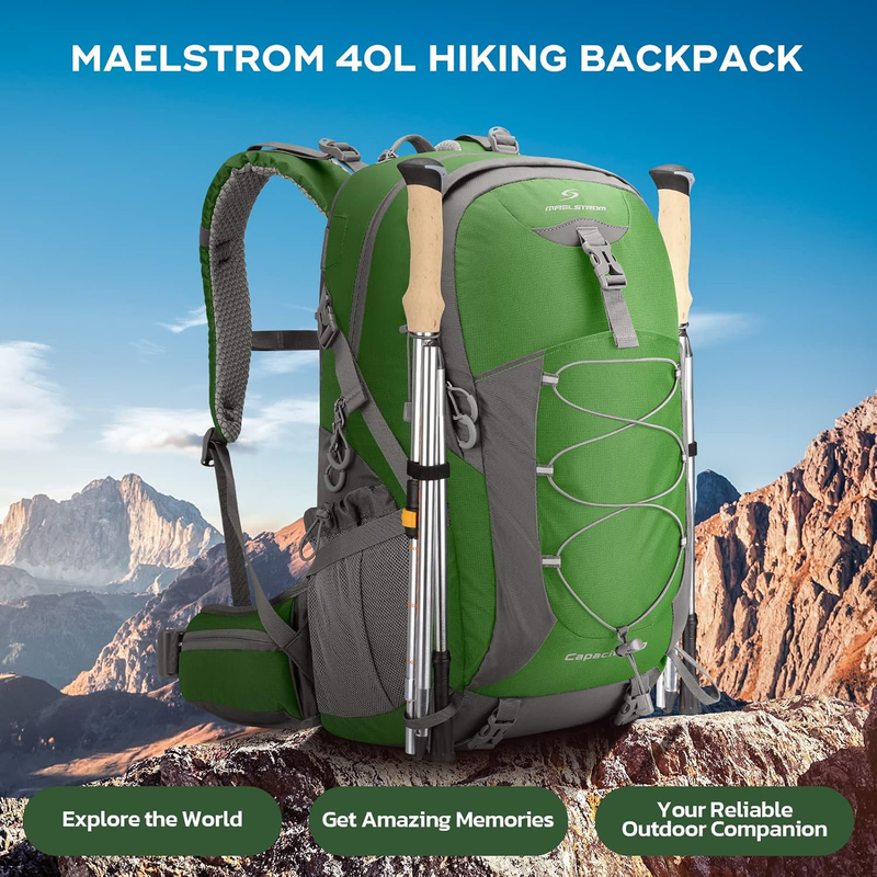 40L Waterproof Hiking Backpack Camping Travel Daypack Green6