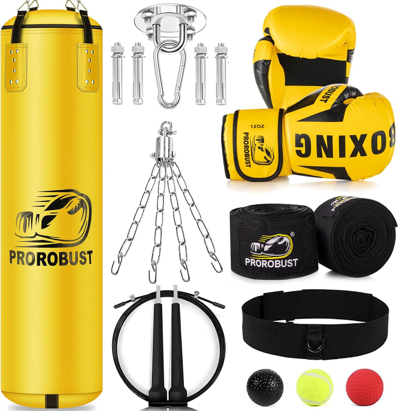 4Ft PU Punching Bag for Adults w 12oz Gloves MMA Kickboxing Training Unfilled8