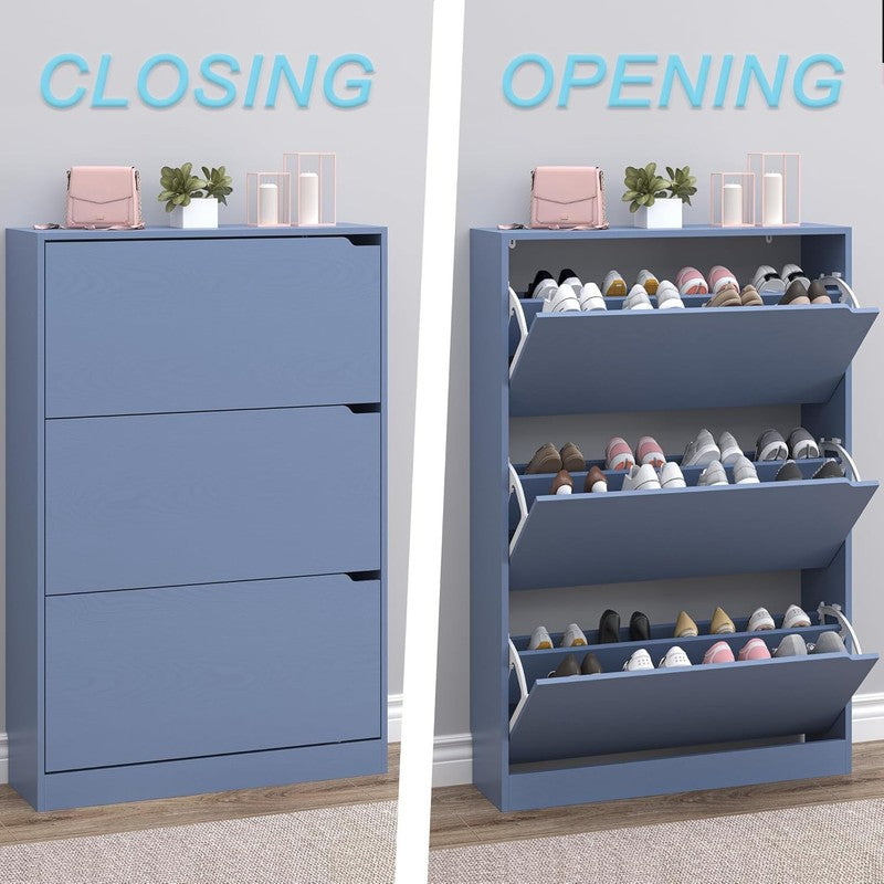 47.2'' Shoe Cabinet 3 Flip Drawers Freestanding Entryway Hallway Storage4