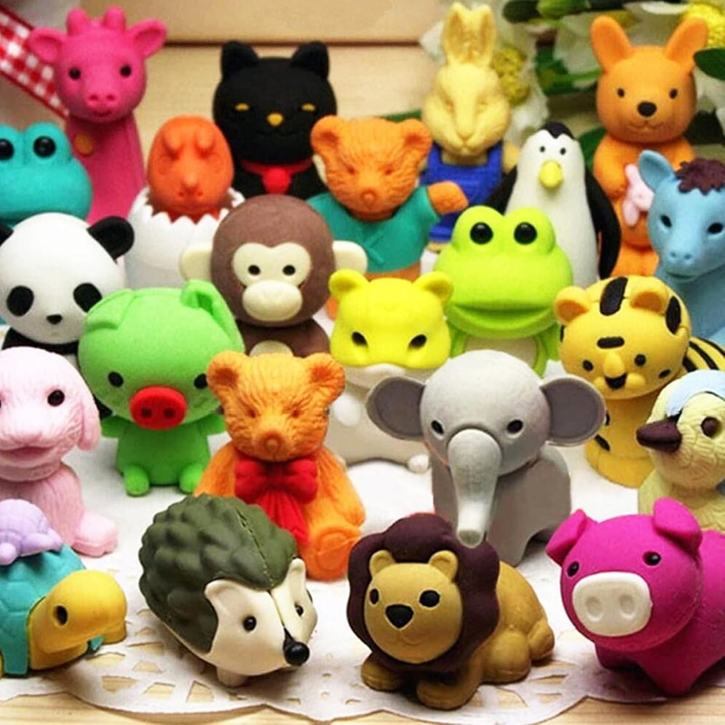 60Pcs Animal Erasers Desk Pets for Kids Animal Pencil Erasers Bulk Puzzle Eraser10