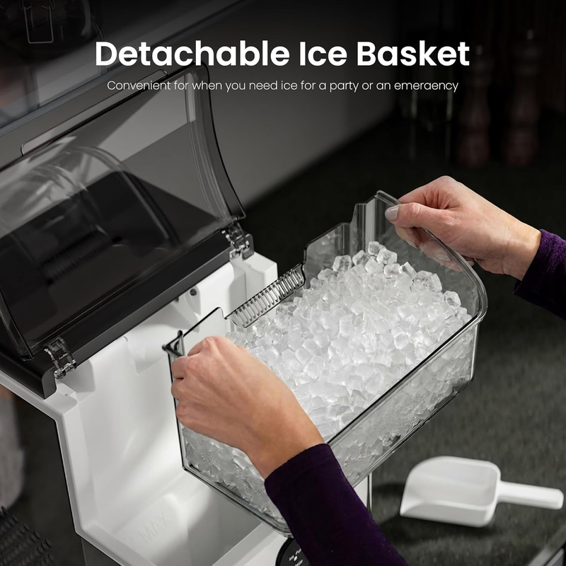 Portable Nugget Ice Maker Countertop, 33 Lbs/Day Pebble Ice Machine with Self-Cl4