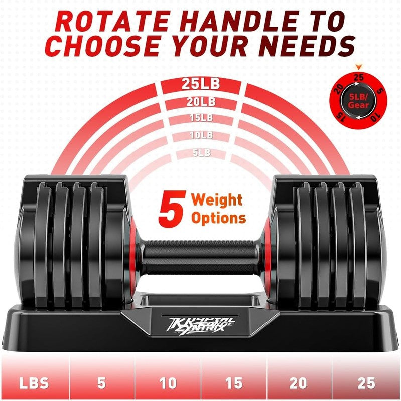 25/55lb Adjustable Dumbbells Set Anti-Slip Metal Handle Full Body Workout1