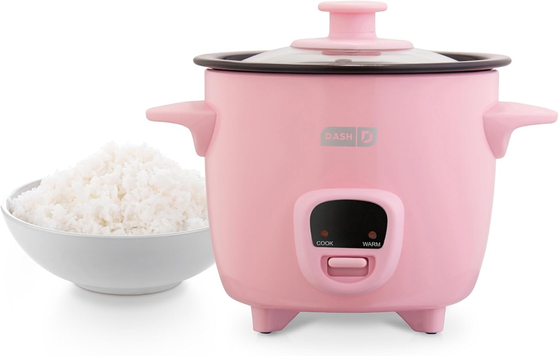 Mini Rice Cooker 0.5Qt Steamer Nonstick Pot Keep Warm Function Pink7