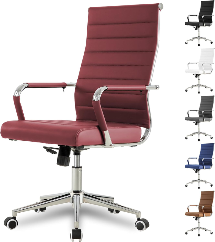 Red Executive Office Chair Ergonomic Leather Swivel Adjustable Desk0