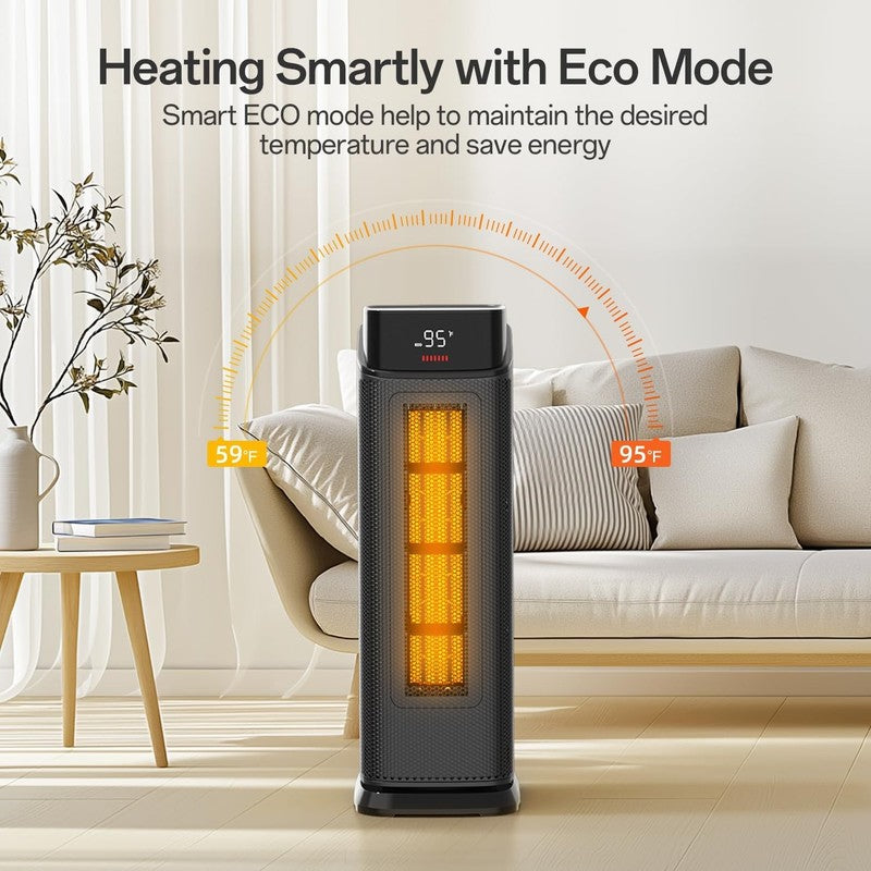 1500W Tower Space Heater Indoor w/ Thermostat Remote 90° Oscillating4