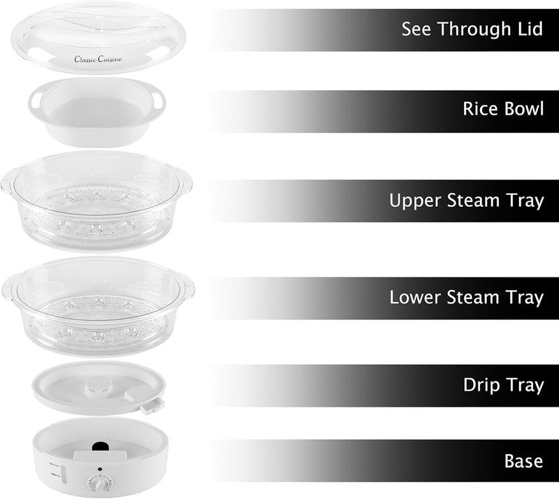 6.3QT Electric Vegetable Steamer Rice Cooker w/ Timer for Healthy Meals3