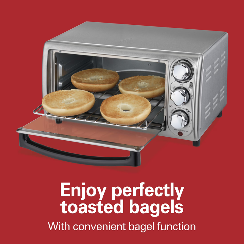 4 Slice Countertop Toaster Oven with 5 Versatile Cooking Modes, Stainless Steel6