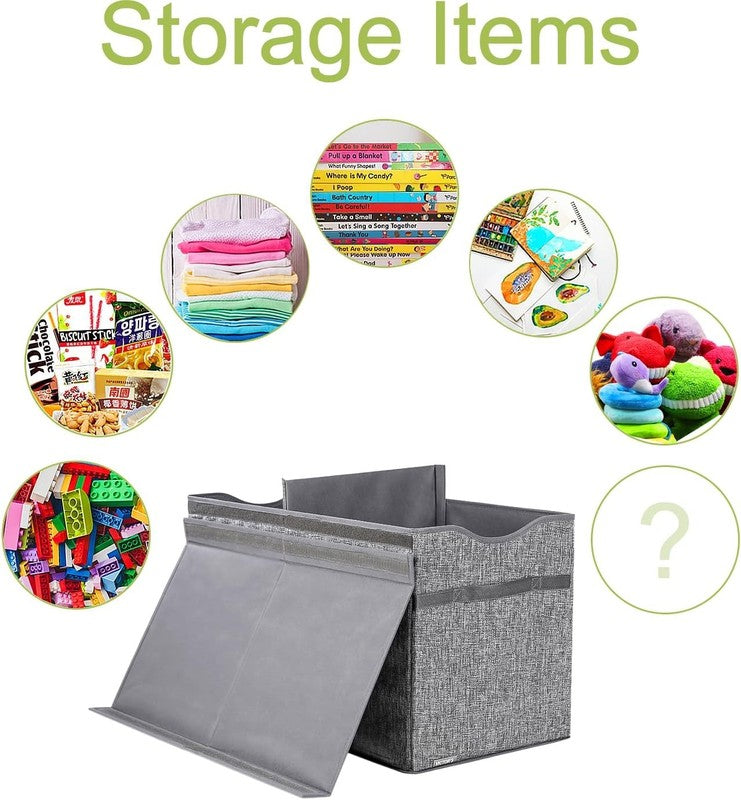 Toy Box Chest Collapsible Kids Storage Bins Extra Large Organizer Linen Gray3