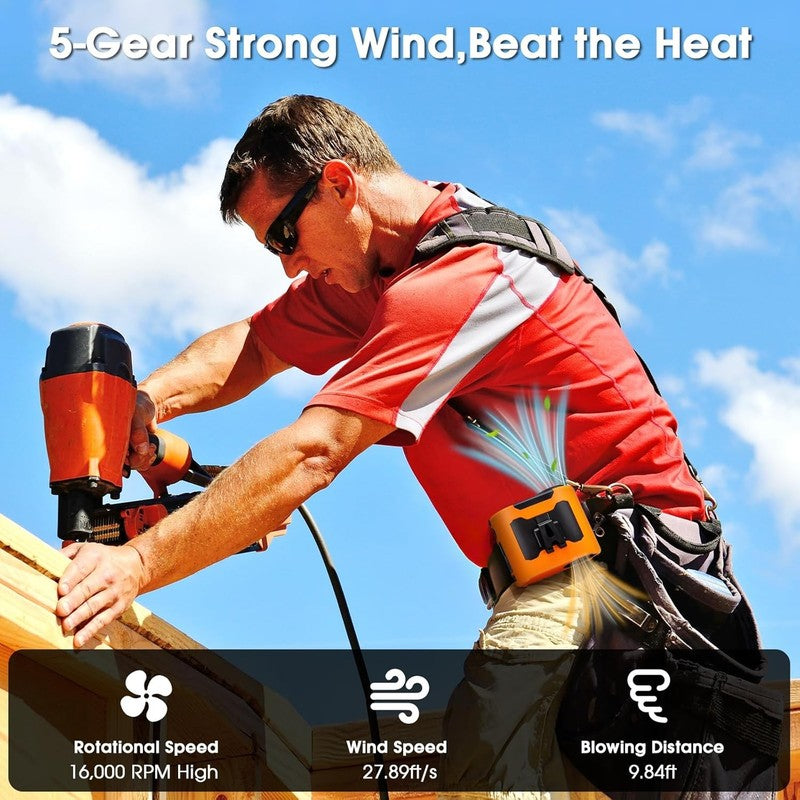 2025 Rechargeable Waist Fan   40H Battery, 5 Speeds for Outdoor Cooling4