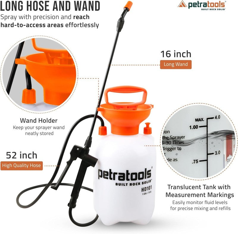 1 Gallon Garden Pump Sprayer HD101 for Lawn Care Pesticides with Hose & Nozzles4