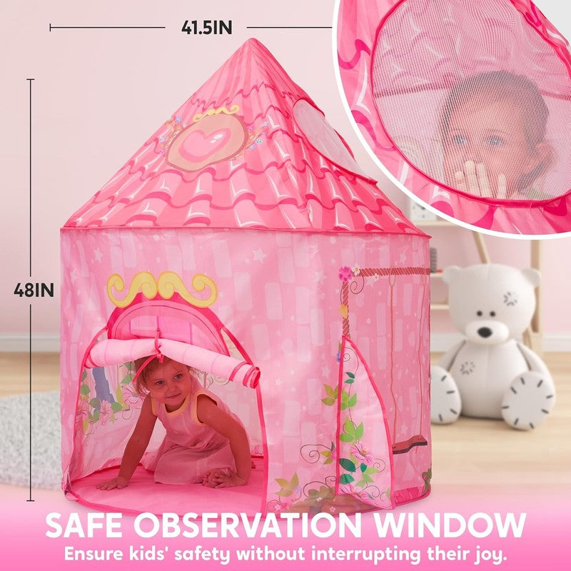 Princess Castle Kids Pop Up Play Tent, Indoor/Outdoor Playhouse for Girls4