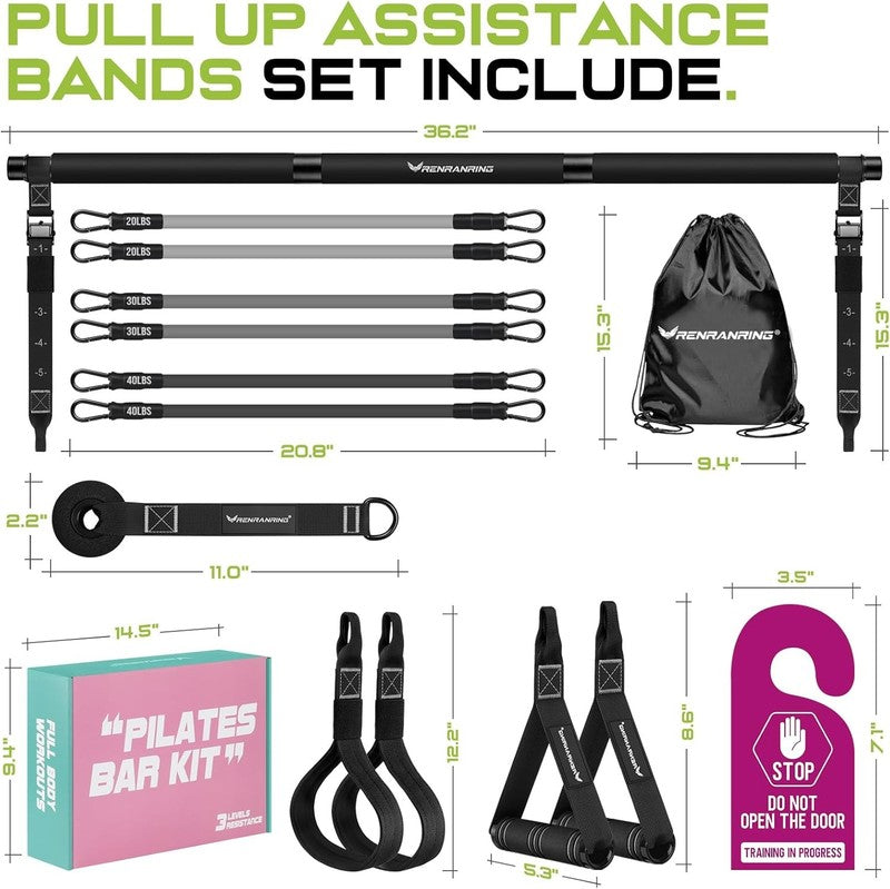 Pilates Bar Kit w/ Resistance Bands Heavy-Duty Adjustable Full Body Workout3
