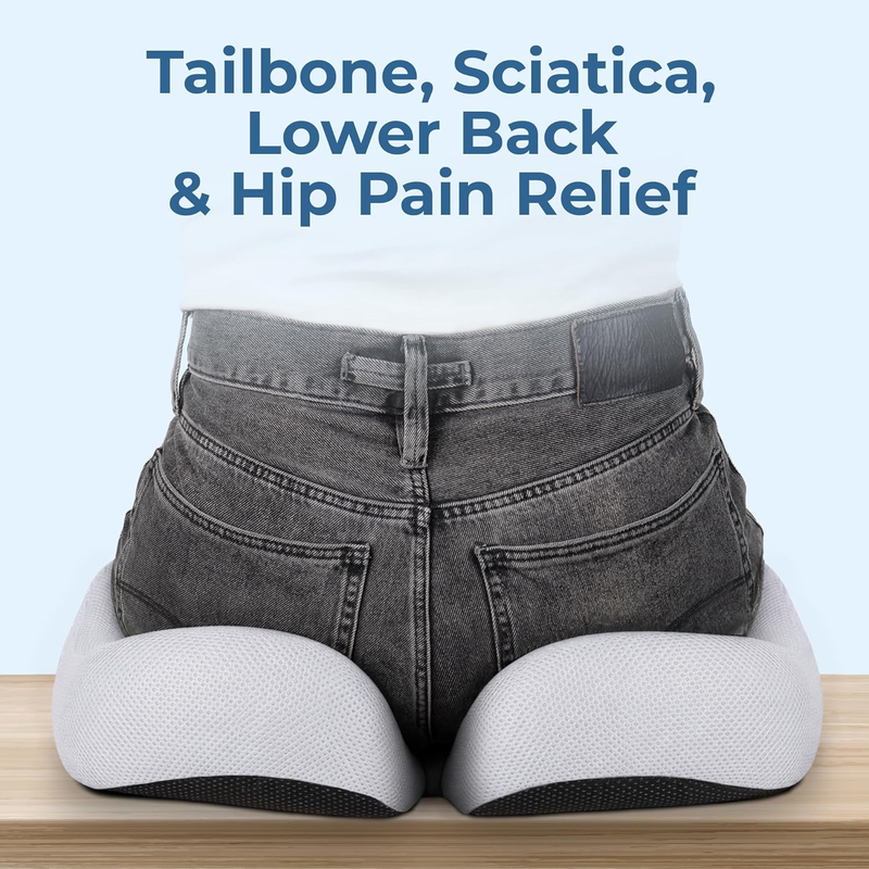 Memory Foam Seat Cushion Tailbone Pain Relief Coccyx Sciatica Light Gray2