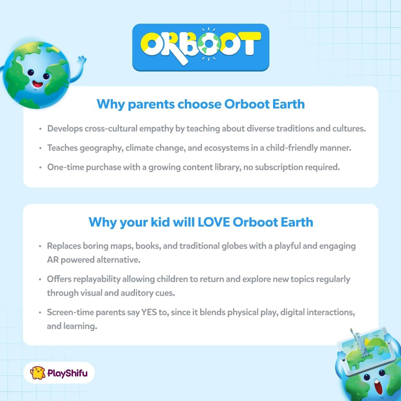 Orboot Earth Interactive Kids Globe STEM Learning Toy 1000+ Facts Ages 4-106