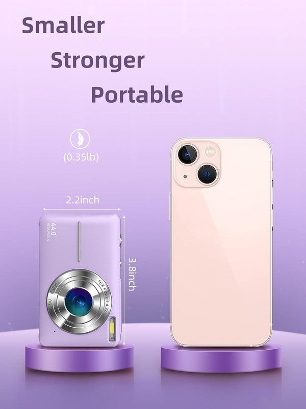 FHD 1080P Digital Point & Shoot Camera 16X Zoom Anti-Shake Compact Kids, Purple2