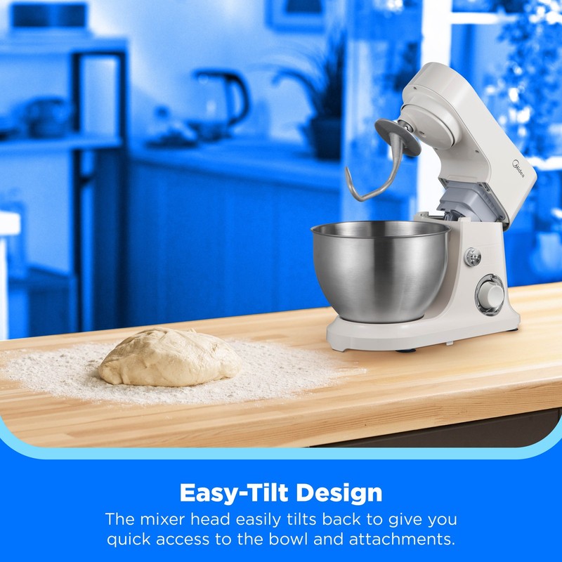 5 Quart Cream Stand Mixer, 300W Small Kitchen Mixer with Bowl, Double Hook, Hand3