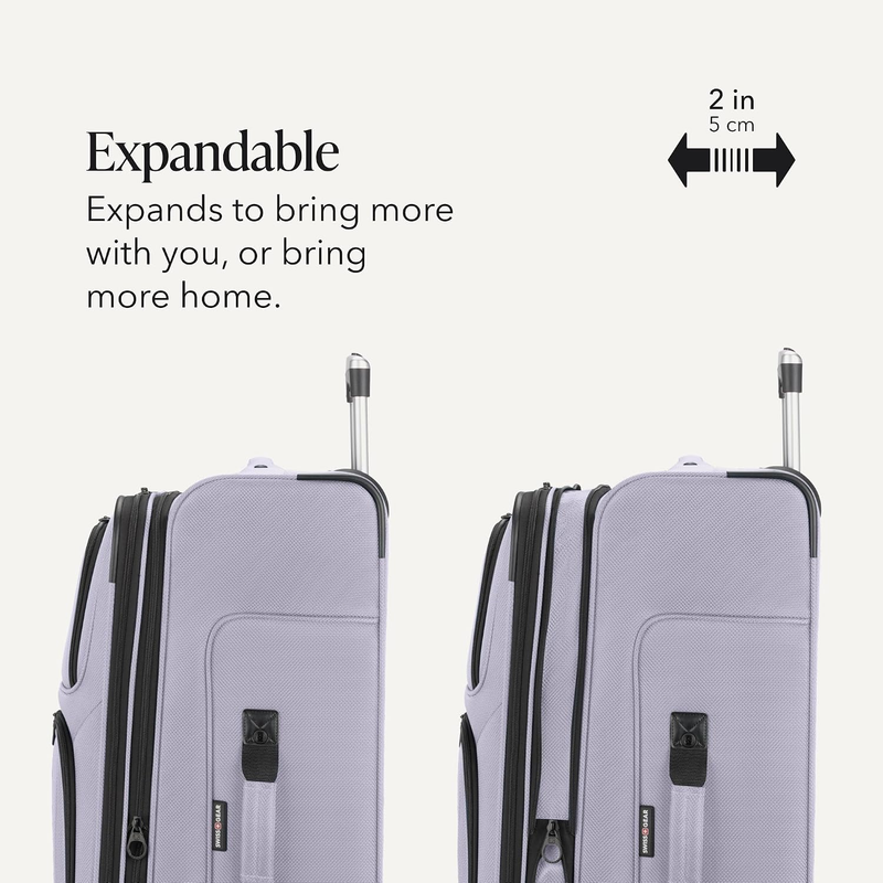 Sion 30 Inch Large Checked Spinner Luggage Softside Expandable Evening Haze3
