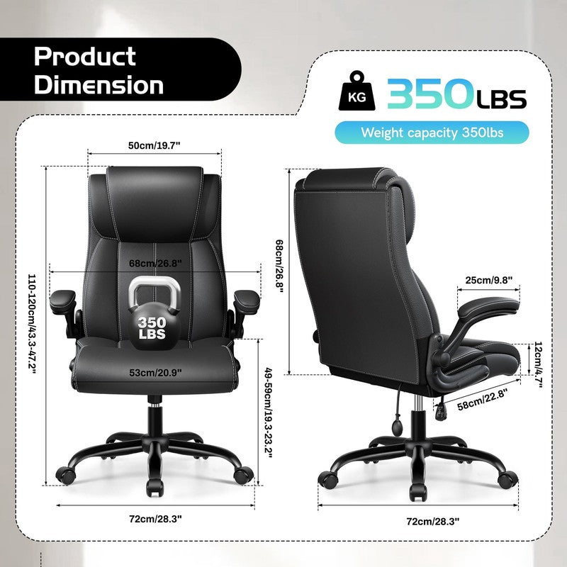 Big and Tall Office Chair 350LBS, Comfy Heavy Duty Executive Desk Chair with Adj1