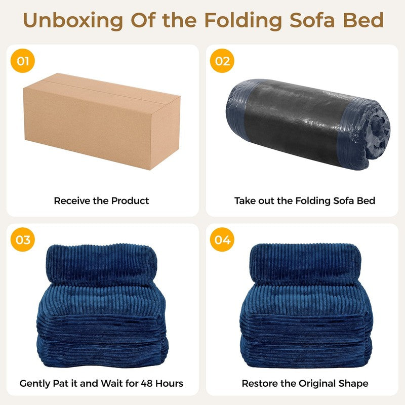 Single Corduroy Convertible Sleeper Sofa   Folding, Pillow Included, Back Suppor7