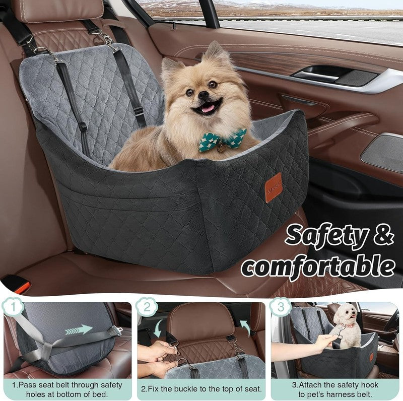 Dog Car Seat up to 35lbs Washable Memory Foam Anti Slip Black/Grey Medium6