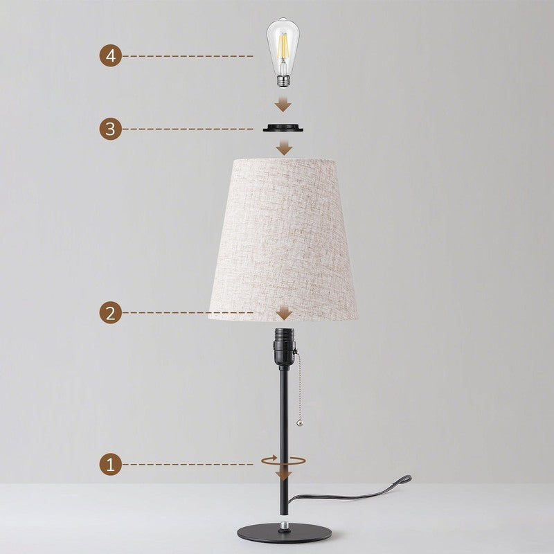 Table Lamps Set of 2 for Living Room Bedroom Pull Chain Switch3