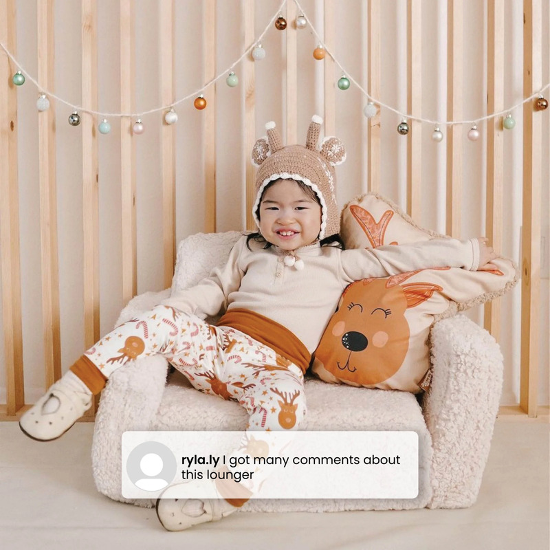 Cozee Flip Out Sherpa 2 In 1 Convertible Chair to Lounger for Kids, Cream1
