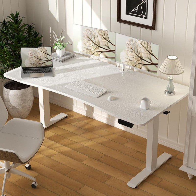 55x28 Electric Standing Desk Adjustable Height Sit Stand Home Office White1