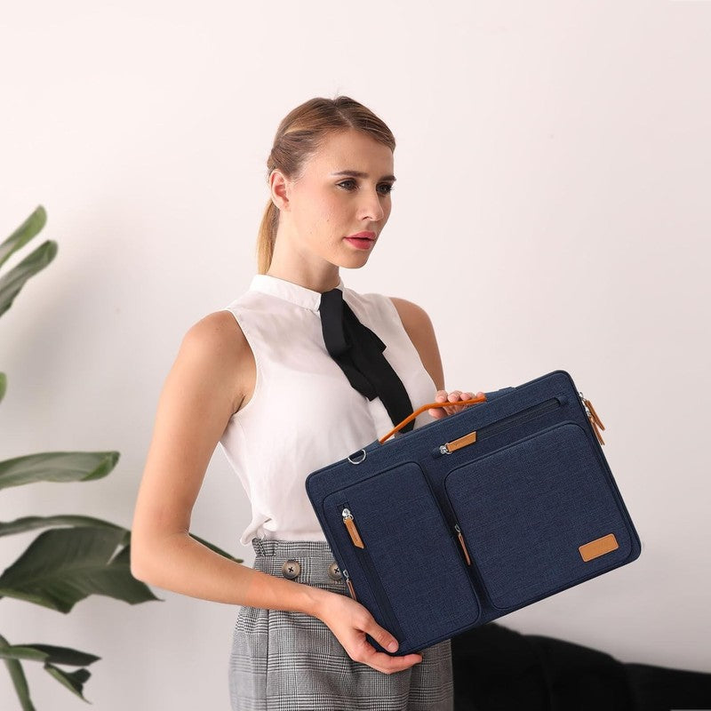 15.6 Inch Laptop Shoulder Bag 360 Protective Messenger 4 Zipper Pockets Green1