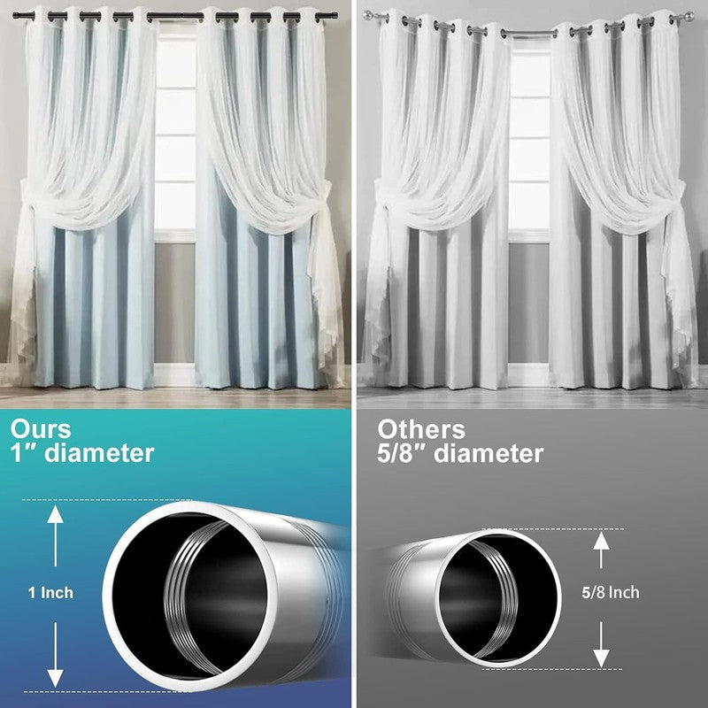 Adjustable 30-60" Black Curtain Rods - Modern Heavy Duty for Any Room3