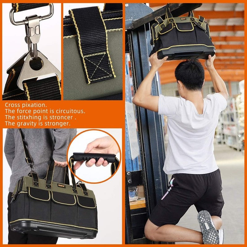 15" Wide Mouth Tool Bag Waterproof Molded Base Adjustable Shoulder Strap5