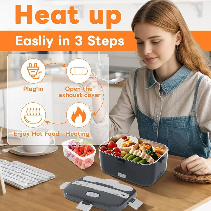 Electric Lunch Box 100W 1.8L Heated Food Warmer Portable 12/24V 110 230V4