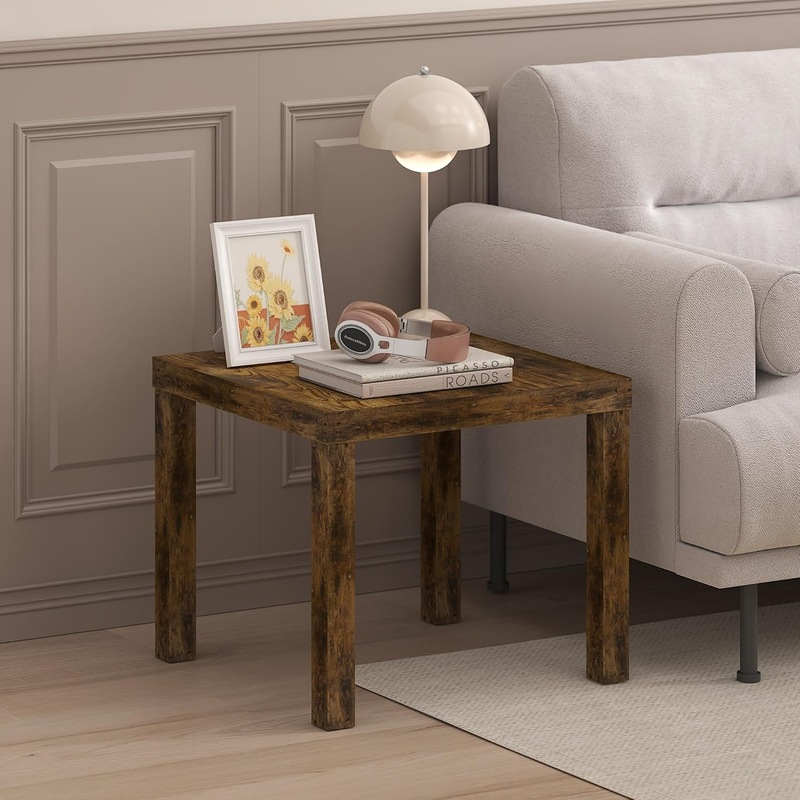 Classic Side Table, Square Modern End Table with 1.8" Triple Thick Tabletop, Sim1