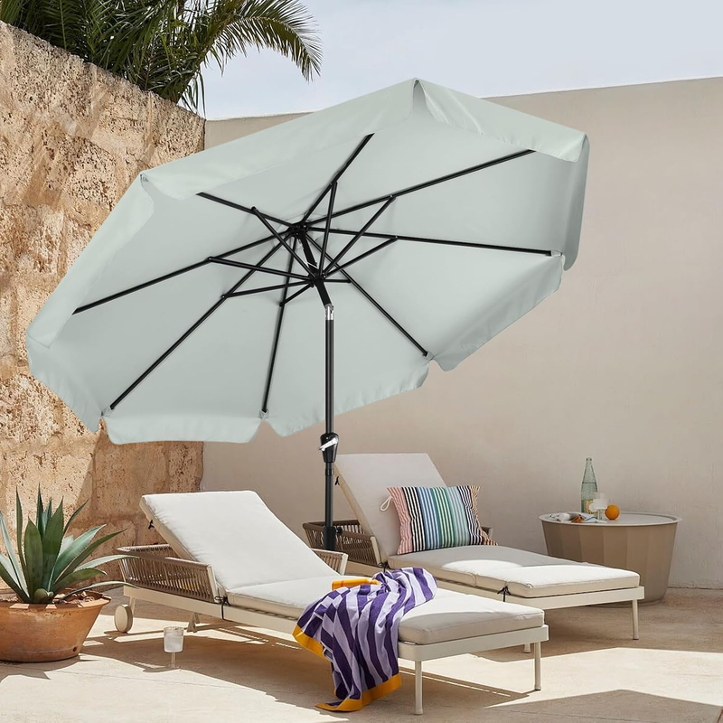 9FT Outdoor Umbrella Crank Tilt UV Waterproof Canopy Deck Backyard Gray1