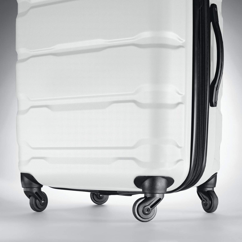 28" Hardside Expandable Luggage Spinner Wheels Checked Suitcase White3