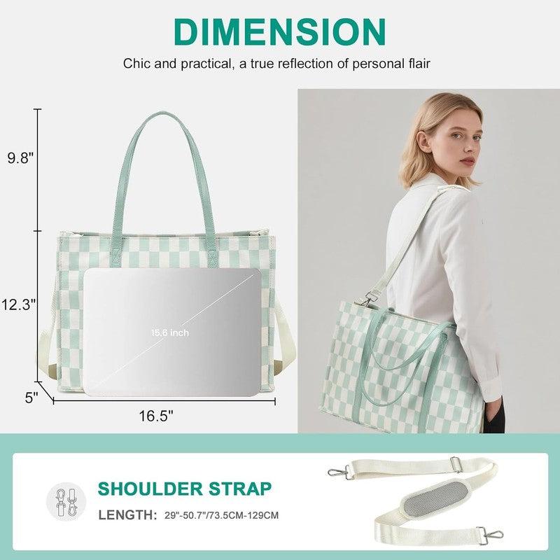 15.6" Laptop Tote Bag Women Canvas Work Messenger Shoulder Office Handbag1