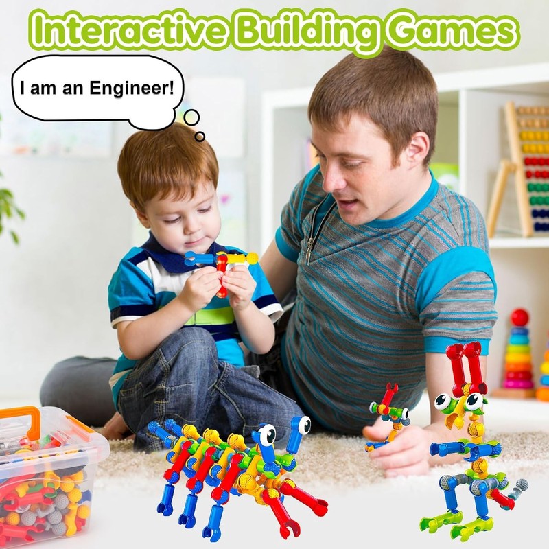 186PCS Kids STEM Building Blocks Toy Educational Fine Motor Skills Ages 3+4