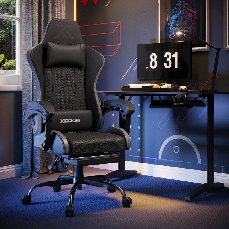 Honeycomb Faux Leather PC Gaming Chair, Black1