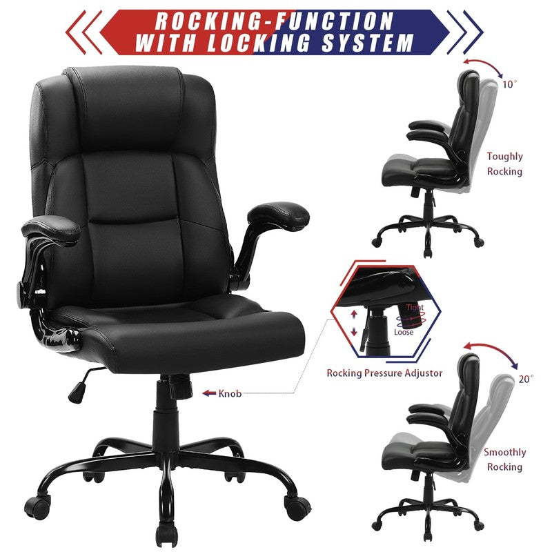 Leather Office Chair, Big and Tall Office Chair 400LBS Wide Seat Ergonomic Compu4