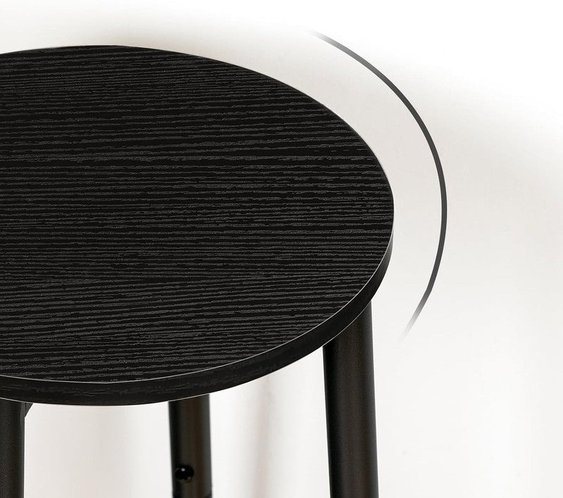 Set of 2 Bar Stools Round Kitchen Chairs with Footrest Black5