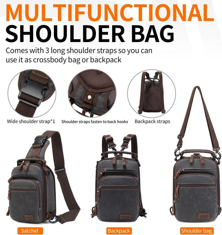 Nerlion Sling Bag Men Waxed Canvas Crossbody Chest Bag Water Resistant Daypack4