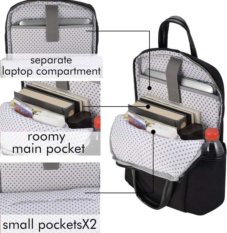 Womens Waterproof Laptop Backpack 14–16 Inch Polyester Black1