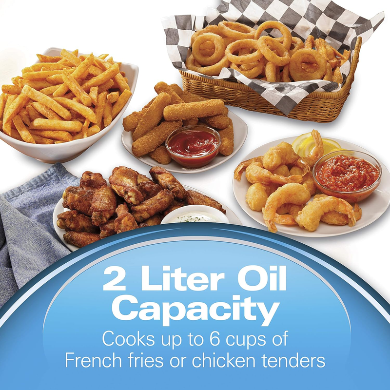 Cool Touch Electric Deep Fryer with Basket and Lid, 2 Liters / 8 Cups Oil Capaci3