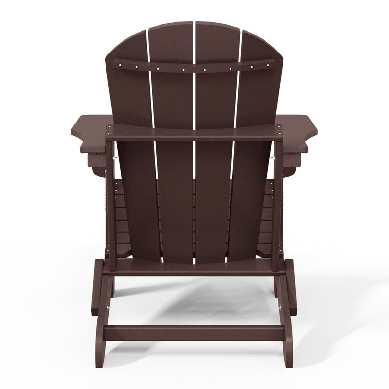 Malibu Outdoor Folding HDPE Adirondack Deck Chair - Patio & Outdoor Lounge, Weat10