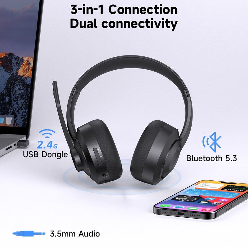 Wireless Bluetooth 5.4 Headset with AI Noise-Canceling Mic – 7