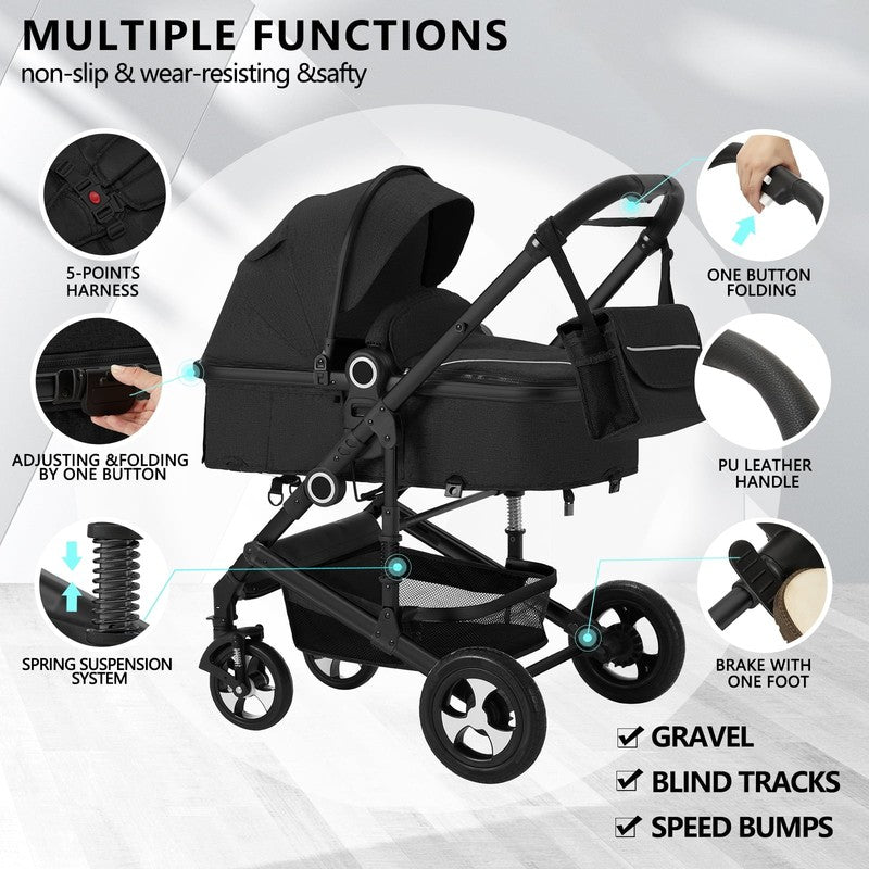 3-In-1 Convertible Baby Stroller with Big Seat and Adjustable Canopy, 24 Pound, 5