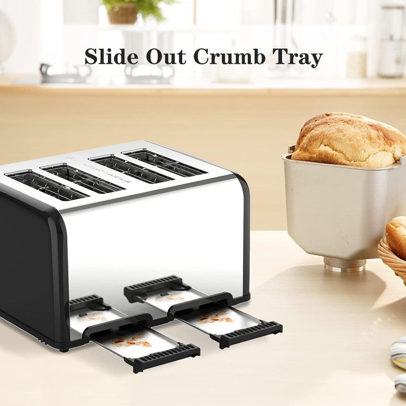 4 Slice Toaster Black - Stainless Steel, LCD Timer, Wide Slots, Dual Display6