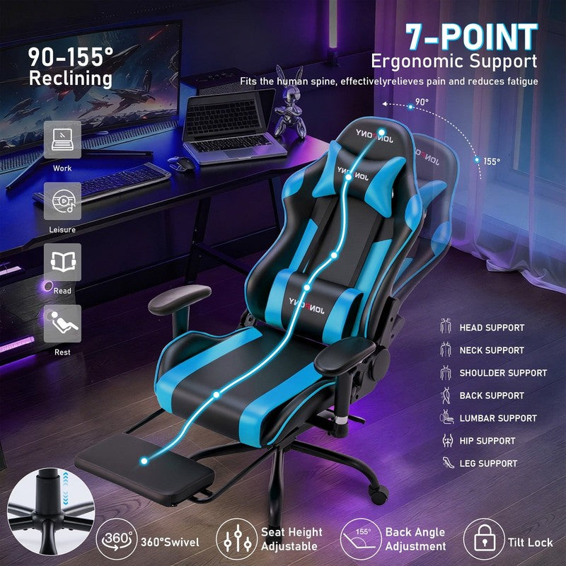 Game Chair,Ergonomically Designed Computer Chair with Headrest and 2D Armrests,W6