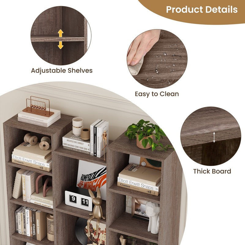 21-Cube Bookcase and Bookshelves with Adjustable Shelves, 71.3'' Triple Width Op5